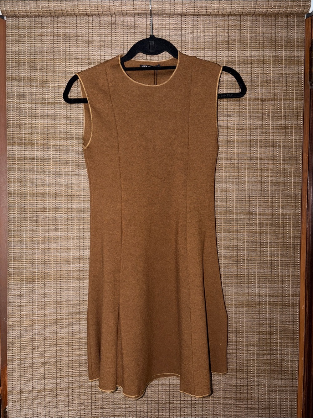 Zara Sleeveless Tan A-Line Knit Dress